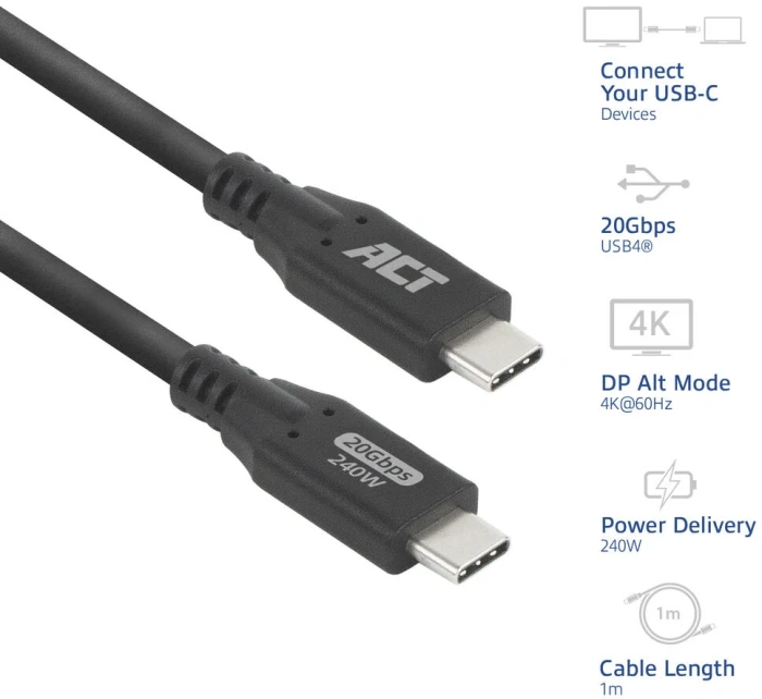 ACT USB-C 20Gbps 240W - 1.0m