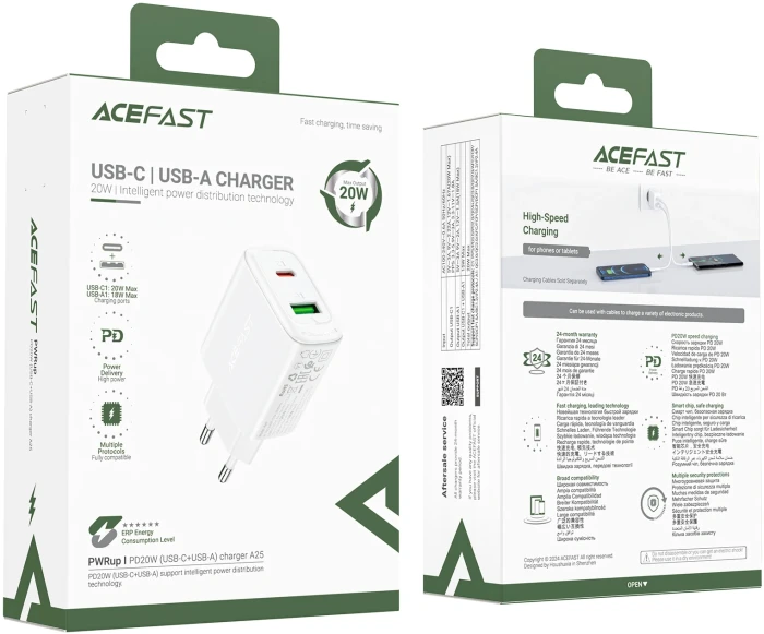 Acefast A25 Wall Charger GaN PD 20W