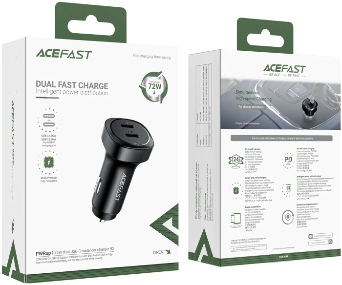Acefast B2 Fast Charger Car PD3.0 72W