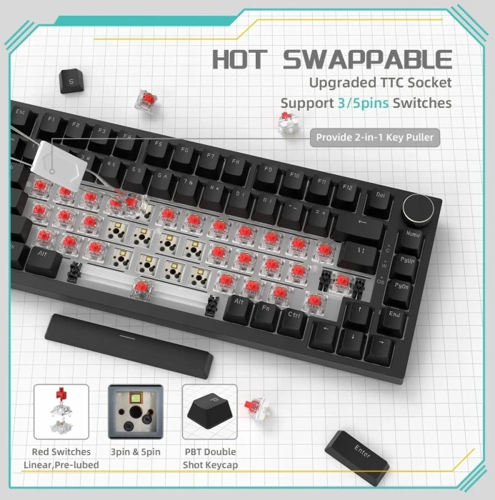 Ajazz AK820 - Red Switches Linear