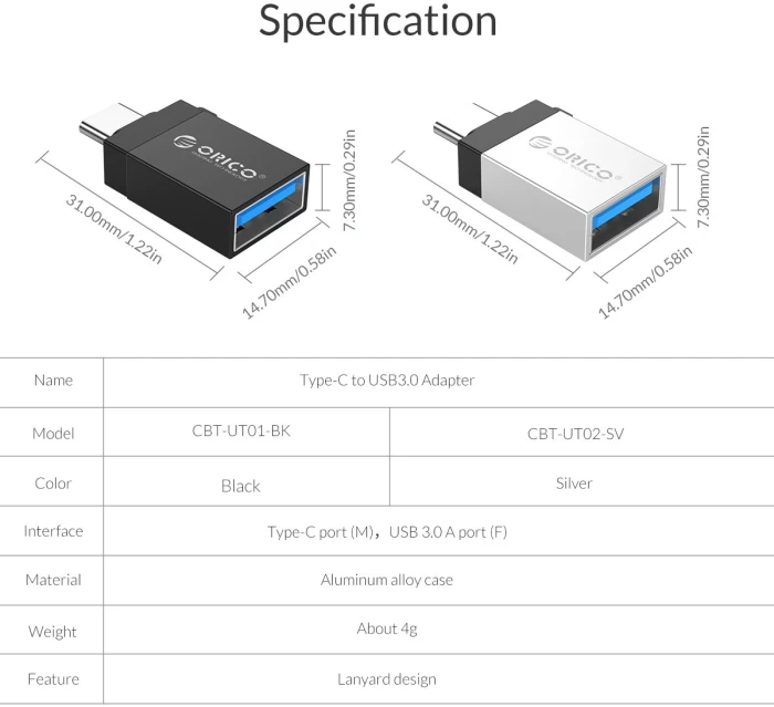 Orico OTG USB-A > USB-C 5Gbps