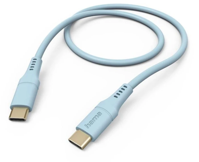 Силиконов кабел за зареждане HAMA, USB-C - USB-C, 1,5 м, син