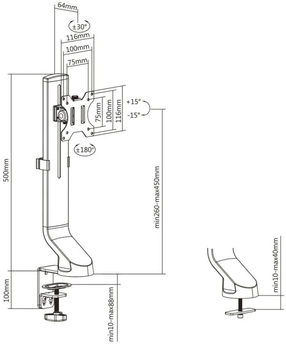 ACT Стойка за монитор до 32" с регулиране на височината