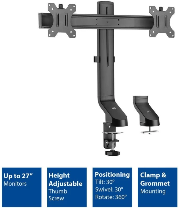 ACT Стойка за 2 бр мониторa 27" с регулиране на височината