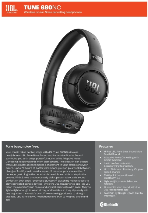 JBL TUNE 680NC Bluetooth - Blue