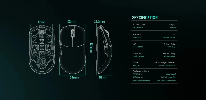 Lamzu MAYA X 8K Wireless - Aimlabs