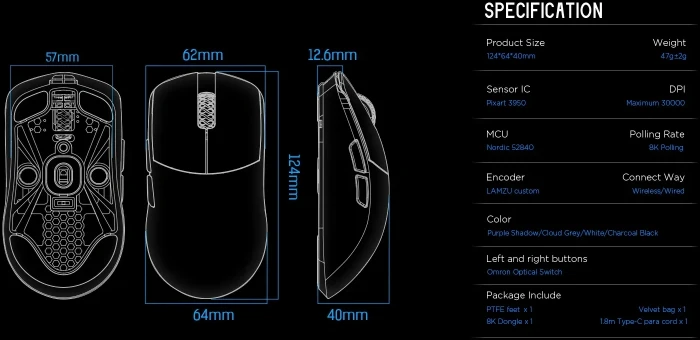 Lamzu MAYA X 8K Wireless White