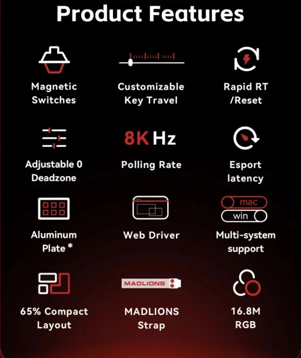 Madlions MAD 60 HE Flagship 8K Magnetic Amber Pro Switches
