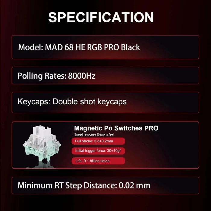 Madlions MAD 68 HE Flagship 8K White Magnetic Amber Pro Switches