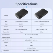 Orico 2020C3 кутия за диск 2.5" USB-C