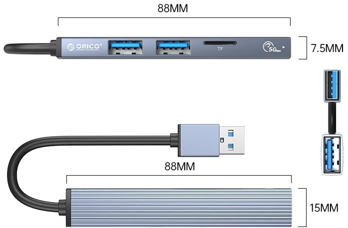 Orico AH-A12F 3 x USB + microSD
