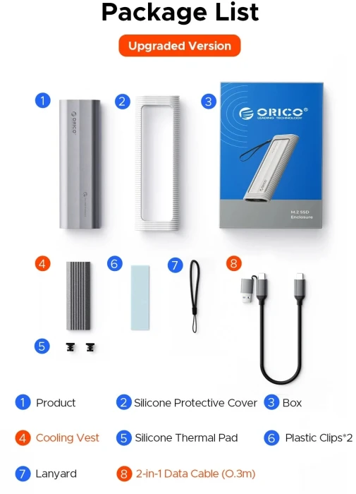 Orico външна M.2 NVMe USB-C/A