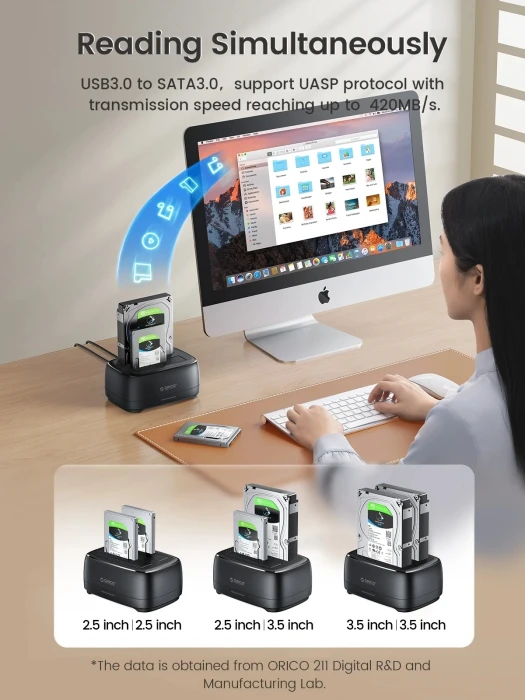 Orico Dock 2 x HDD/SSD 2.5"/3.5" Clone