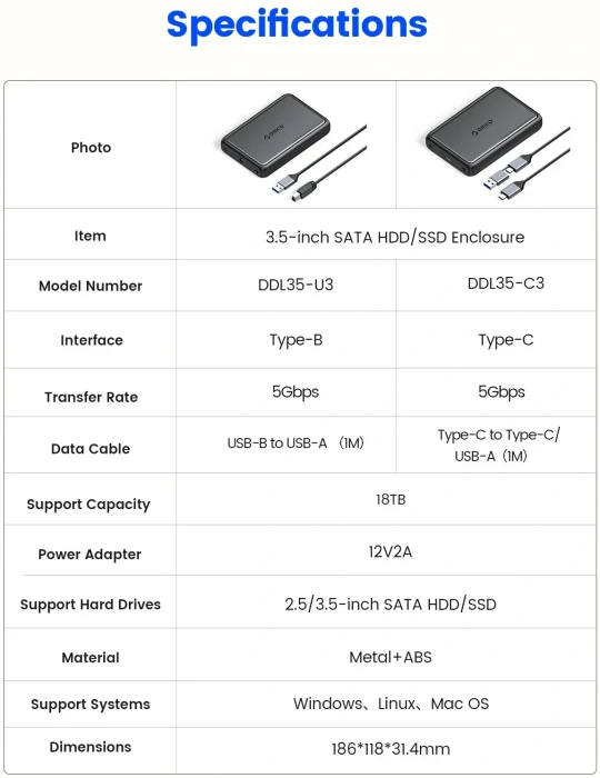 Orico DDL35-C3-EU кутия за диск 3.5"