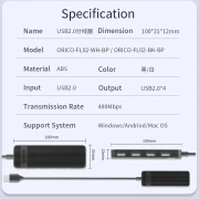 Orico FL02-BK 4 x USB 2.0