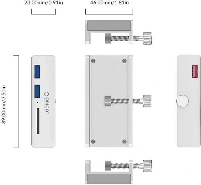 Orico HUB Clip Type SD USB 3.0 Aluminum