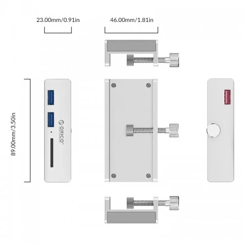 Orico HUB Clip Type SD USB 3.0 Aluminum