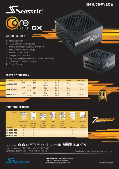 Seasonic CORE GX ATX 3 2024 Gold 750W
