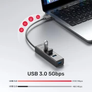 Unitek HUB USB-C - 4 x USB3.0 Black