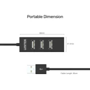 Unitek USB 2.0 HUB 4 port Black - Y-2140