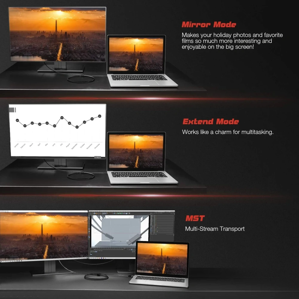 VCom USB-C > DisplayPort 4K 60Hz 1.8m