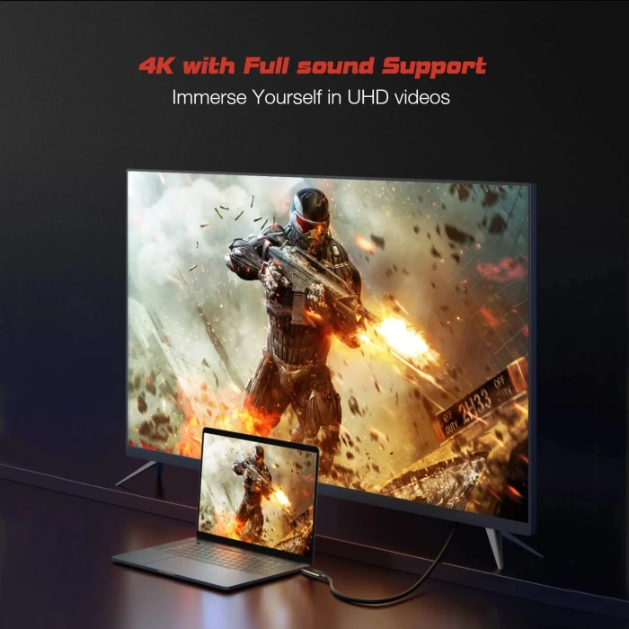 VCom USB-C > DisplayPort 4K 60Hz 1.8m