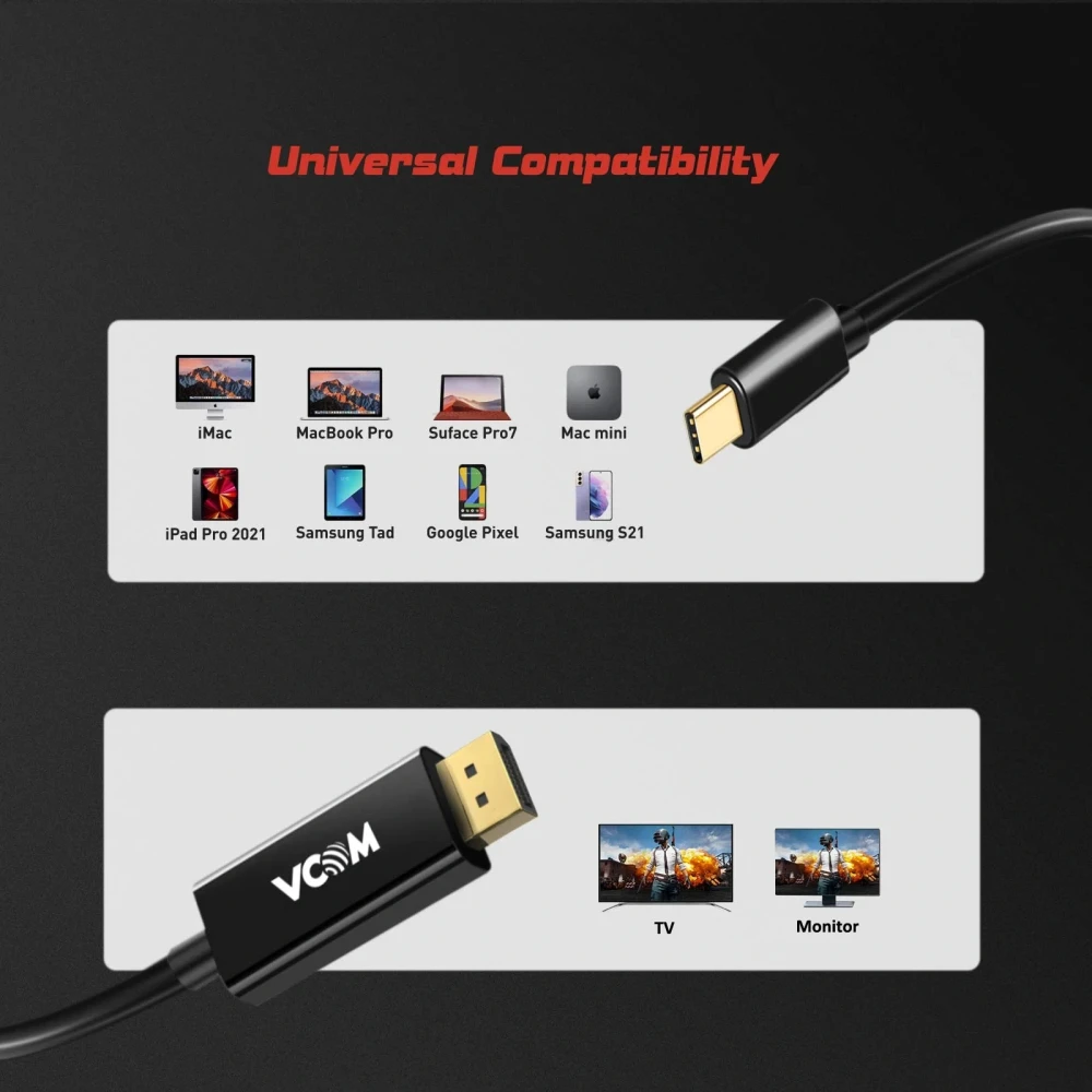 VCom USB-C > DisplayPort 4K 60Hz 1.8m