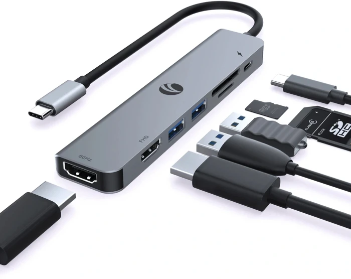 VCom USB-C HUB 7-in-1 PD  2 x HDMI