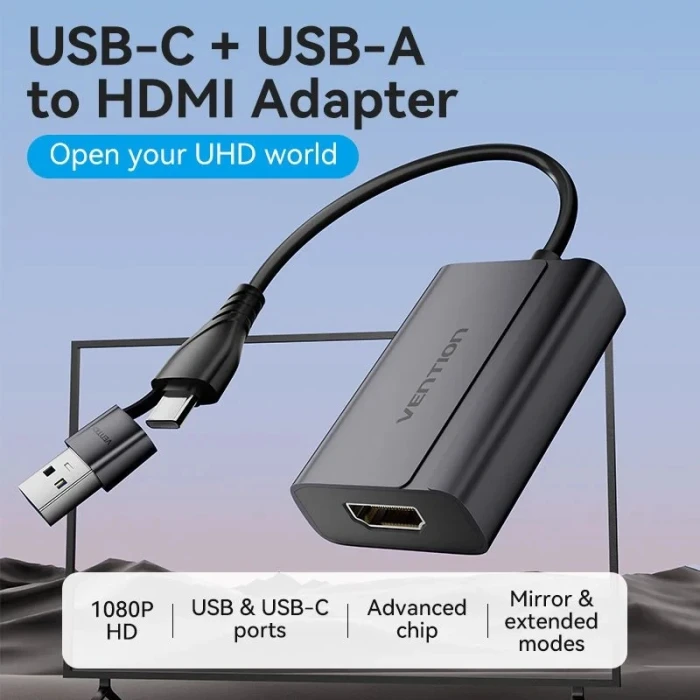 Vention адаптер USB-C/A > HDMI 1080p