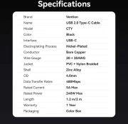 Vention USB-C 2.0 240W - 1.2m