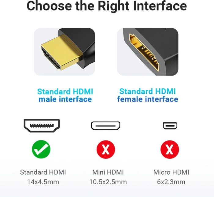Vention AIPB0 ъглов вертикален HDMI