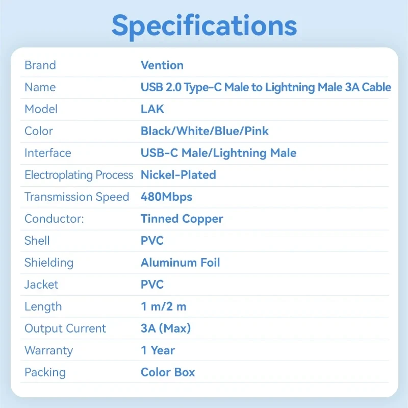 Vention USB 2.0 Type-C > Lightning 1.0m