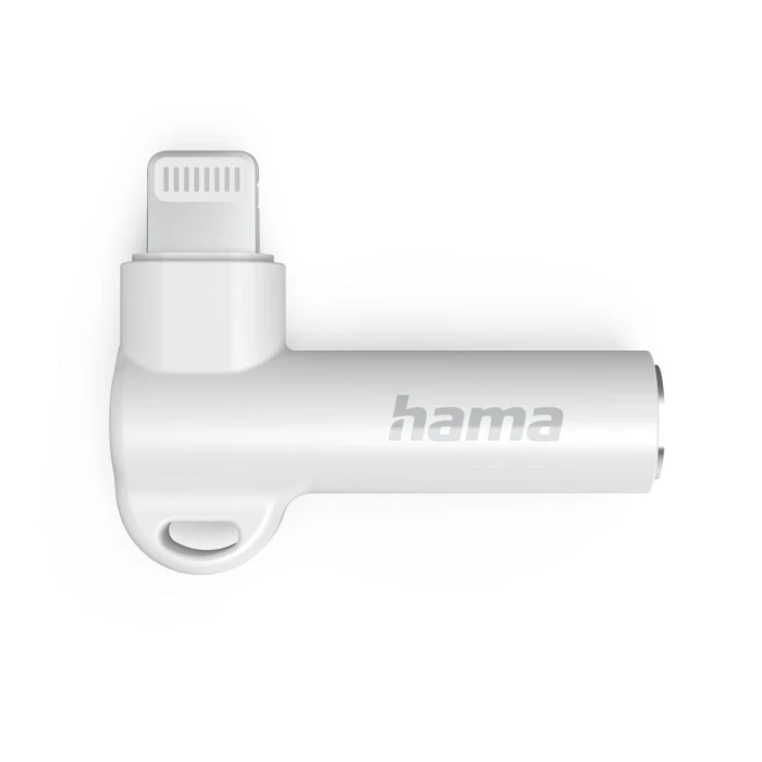 HAMA Адаптер Lightning - 3,5 mm жак, Aux адаптер, 90°, бял