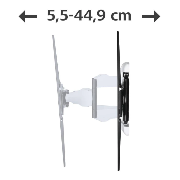 Стенна стойка за TV HAMA, Регулируема, 46"-90", до 75 кг, Черен/Бял