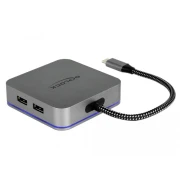 Докинг станция Delock USB-A, USB-C, HDMI, Gigabit LAN, PD, Подсветка, Сив