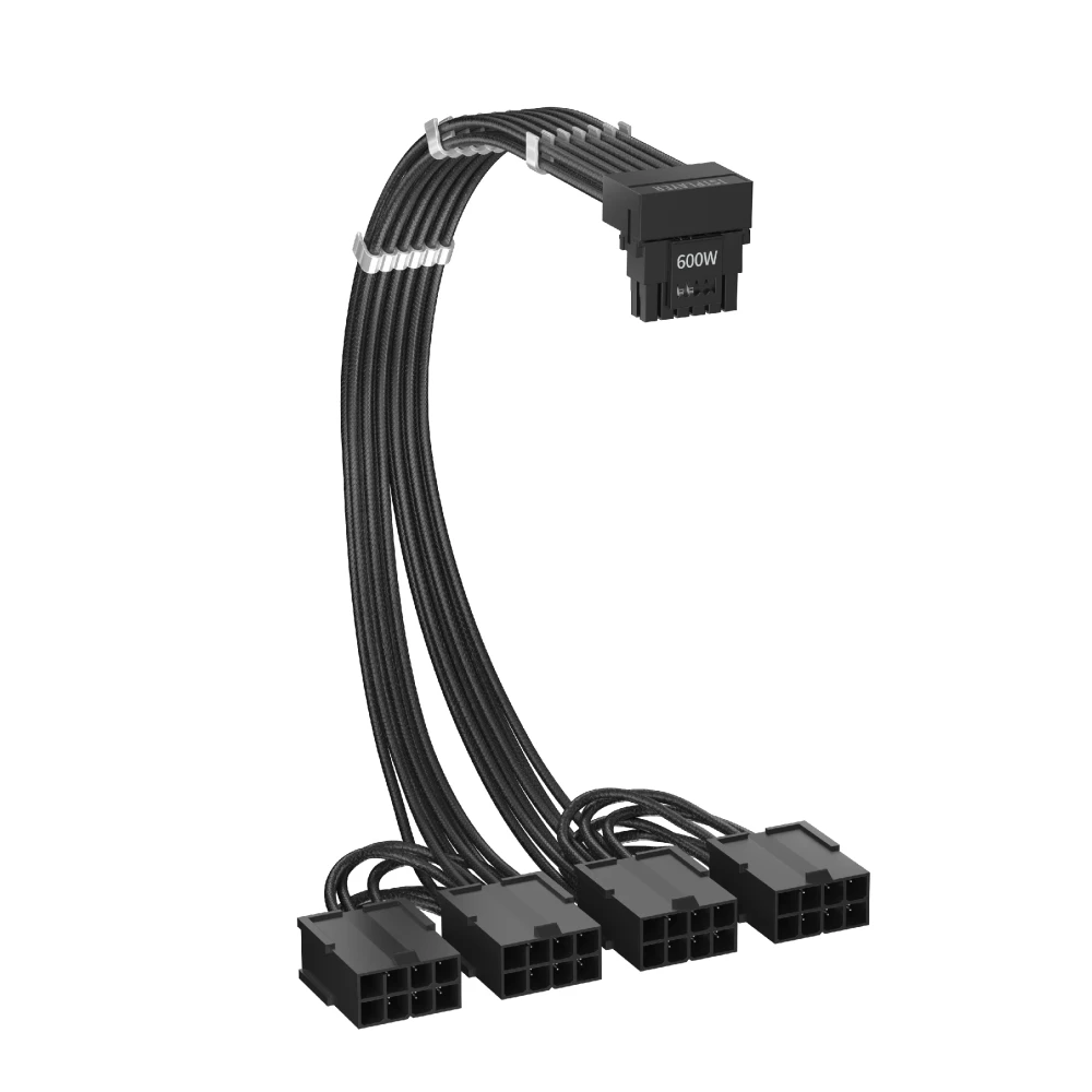 1stPlayer удължителен кабел Custom Sleeved Modding Cable Black - 4 x PCIe 8-pin to 12VHPWR - FM4-B-BK