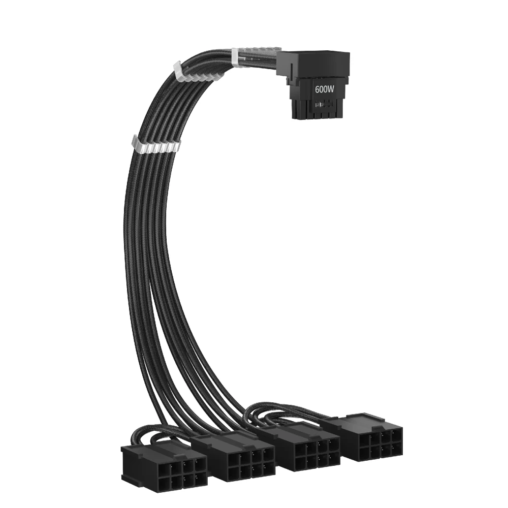 1stPlayer удължителен кабел Custom Sleeved Modding Cable Black - 4 x PCIe 8-pin to 12VHPWR - FM4-B-BK