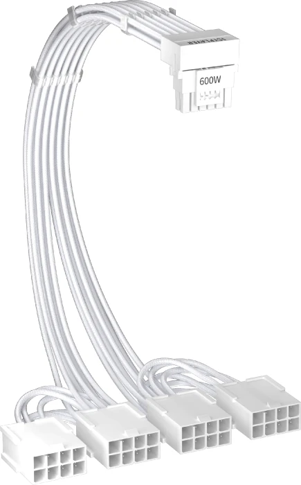 1stPlayer Custom Sleeved Modding Cable White - 4 x PCIe 8-pin to 12VHPWR - FM4-B-WH