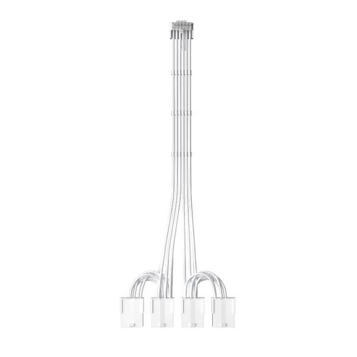 1stPlayer Custom Sleeved Modding Cable White - 4 x PCIe 8-pin to 12VHPWR - FM4-B-WH