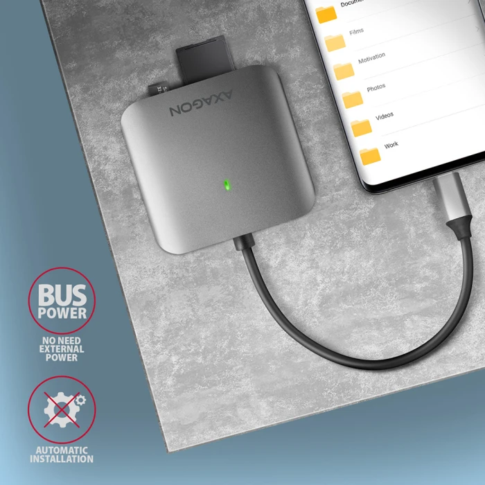 AXAGON Aluminum USB-C card reader