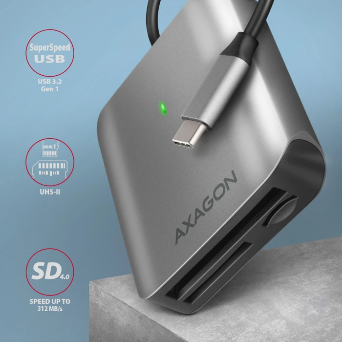 AXAGON Aluminum USB-C card reader