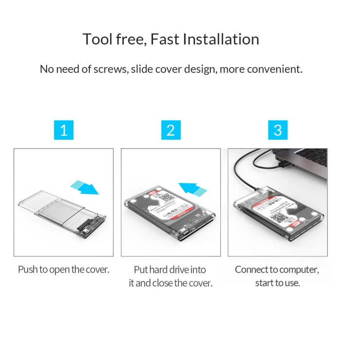 Orico  2.5 inch 10Gbps Type-C Transparent