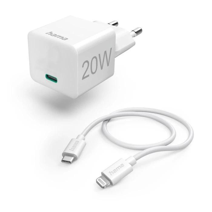 Зарядно устройство Hama с кабел за зареждане Lightning, PD, 20W, 1 м