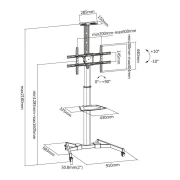 Мобилна стойка ACT AC8370,  За под, Регулируема, 32"-70", VESA, До 50 кг., Черна