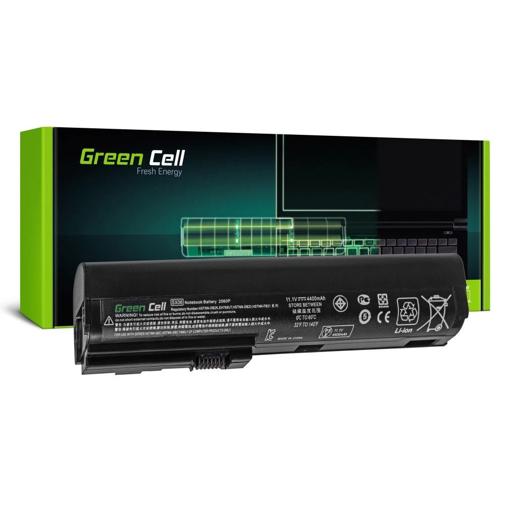 Батерия  за лаптоп GREEN CELL, HP Elitbook 2560p/2570p, 11.1V, 4400mAh, Черен