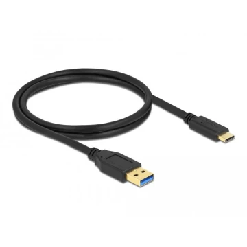 Кабел Delock SuperSpeed, USB-A мъжко - USB-C мъжко, (USB 3.2 Gen 2), 10 Gbps, 1 м, Черен