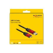 Кабел Delock  USB-A мъжко - USB Micro-B мъжко, 2 м, Premium, Екраниран, Черен