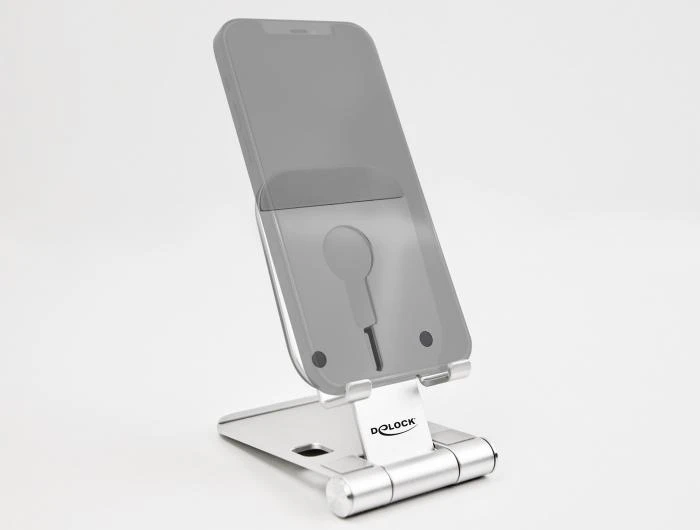 Поставка за смартфон DeLock 18426, Място за могнитно зарядно MagSafe, Алуминий, Сребрист