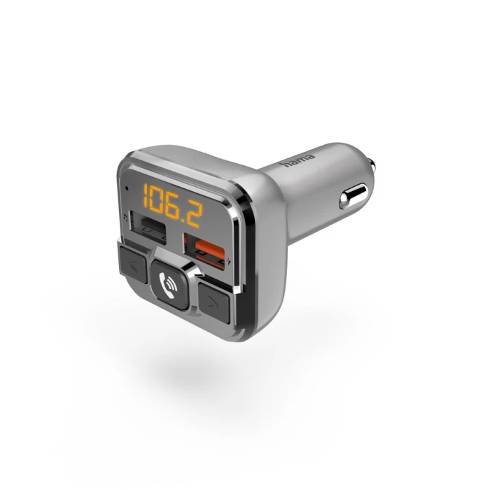 FM Трансмитер HAMA, 2 x USB, Bluetooth, Hands-Free, Сив/Черен