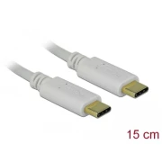 Кабел DeLock 85815, USB-C мъжко - USB-C мъжко, 15 см, Бял